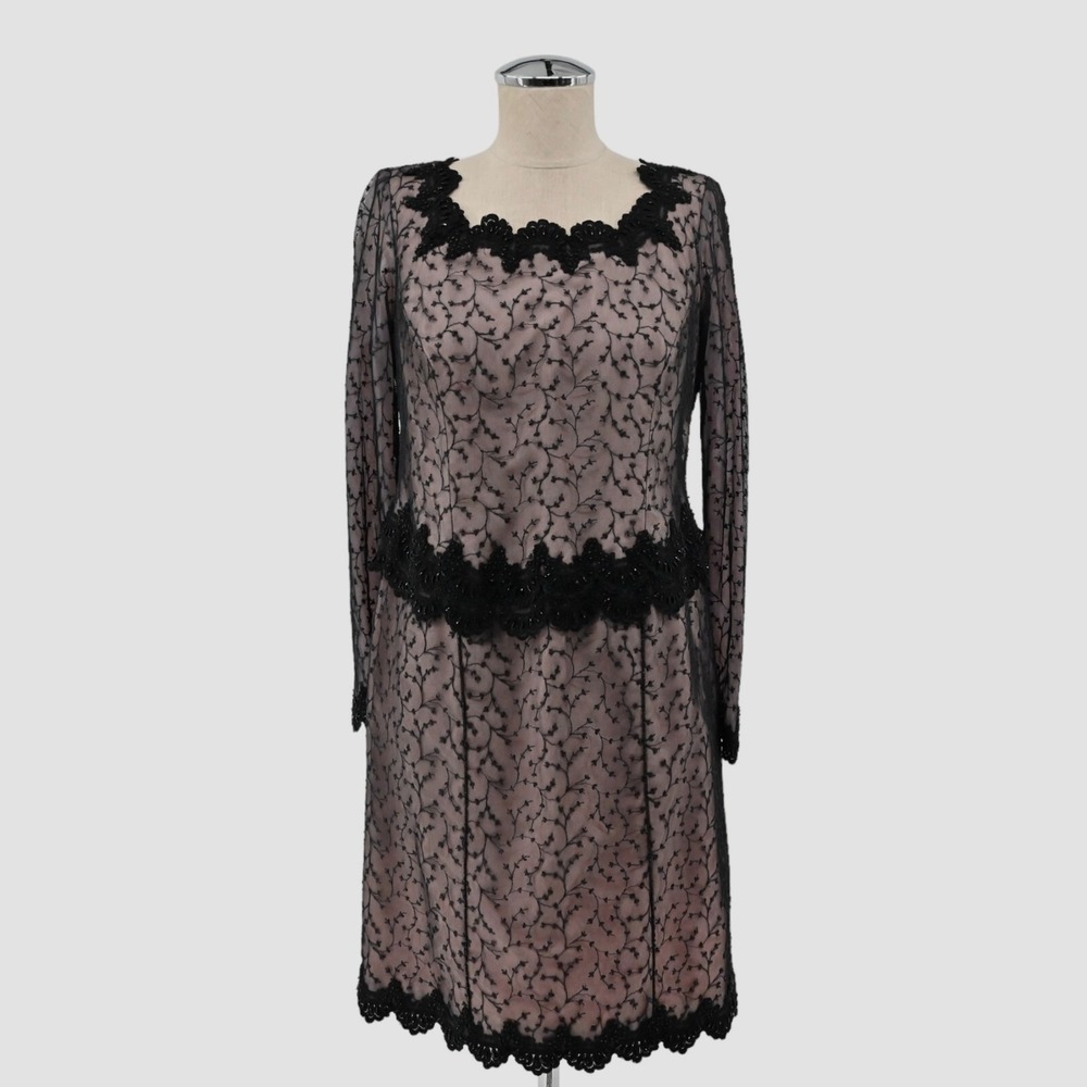 True Vintage 70s Beaded‎ Lace Dress Size M Dark Romantic Whimsigoth Victorian